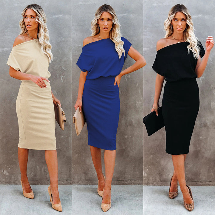 Dame Off-Shoulder Midikjole med Bodycon-pasform Stilla