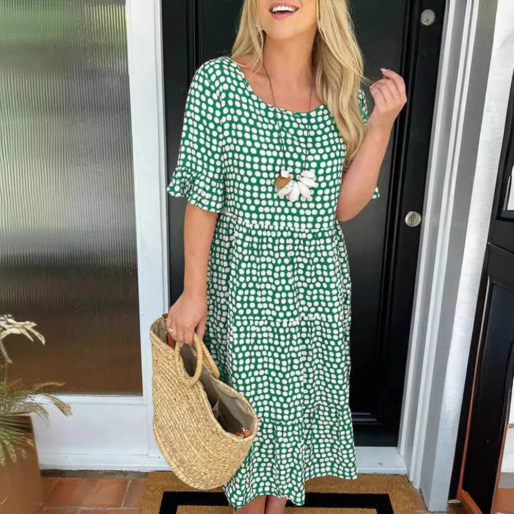 Dame Bohemian Polka Dot Midi Kjole Stilla