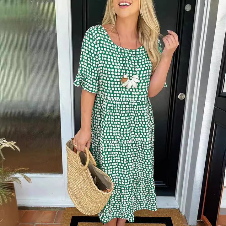 Dame Bohemian Polka Dot Midi Kjole Stilla