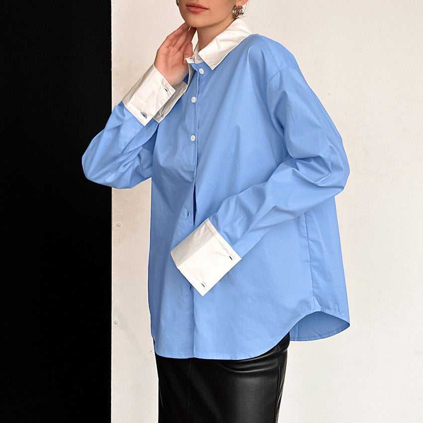 Dame Oversized Skjorte med unik Krave og modne accenter Stilla