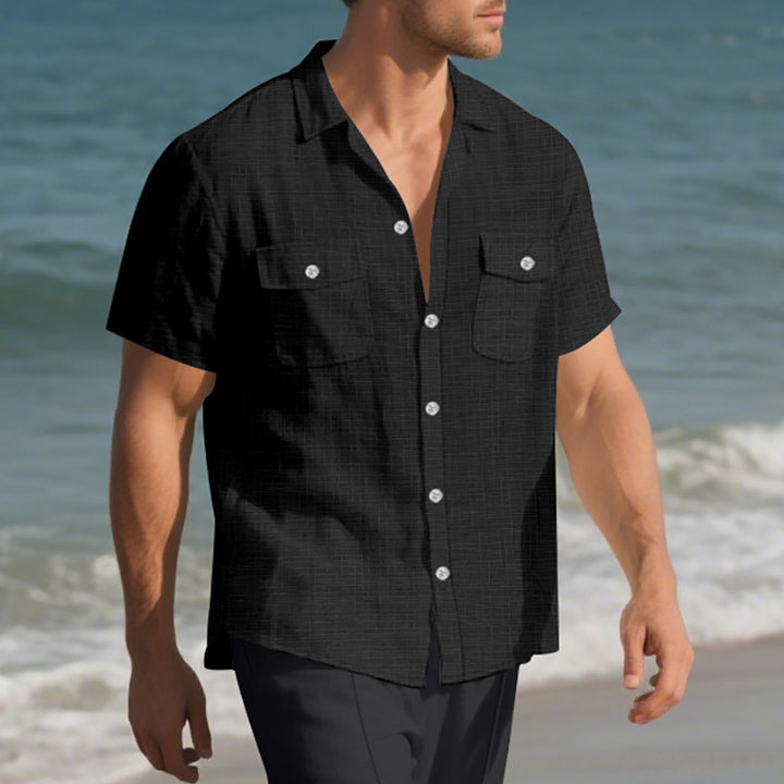Herre kortærmet skjorte med praktiske brystlommer og struktureret stof Stilla