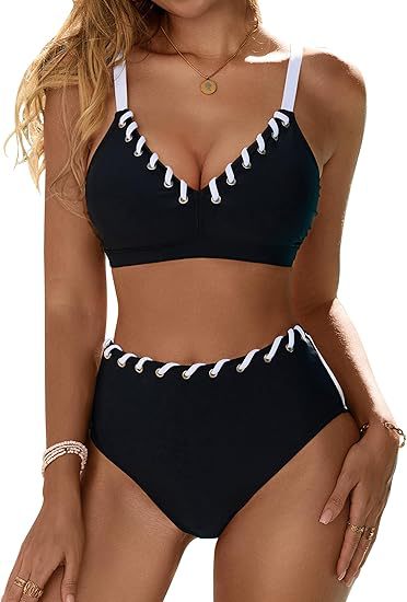 Dame Højskåret Bikini med Snøre detaljer Skovae