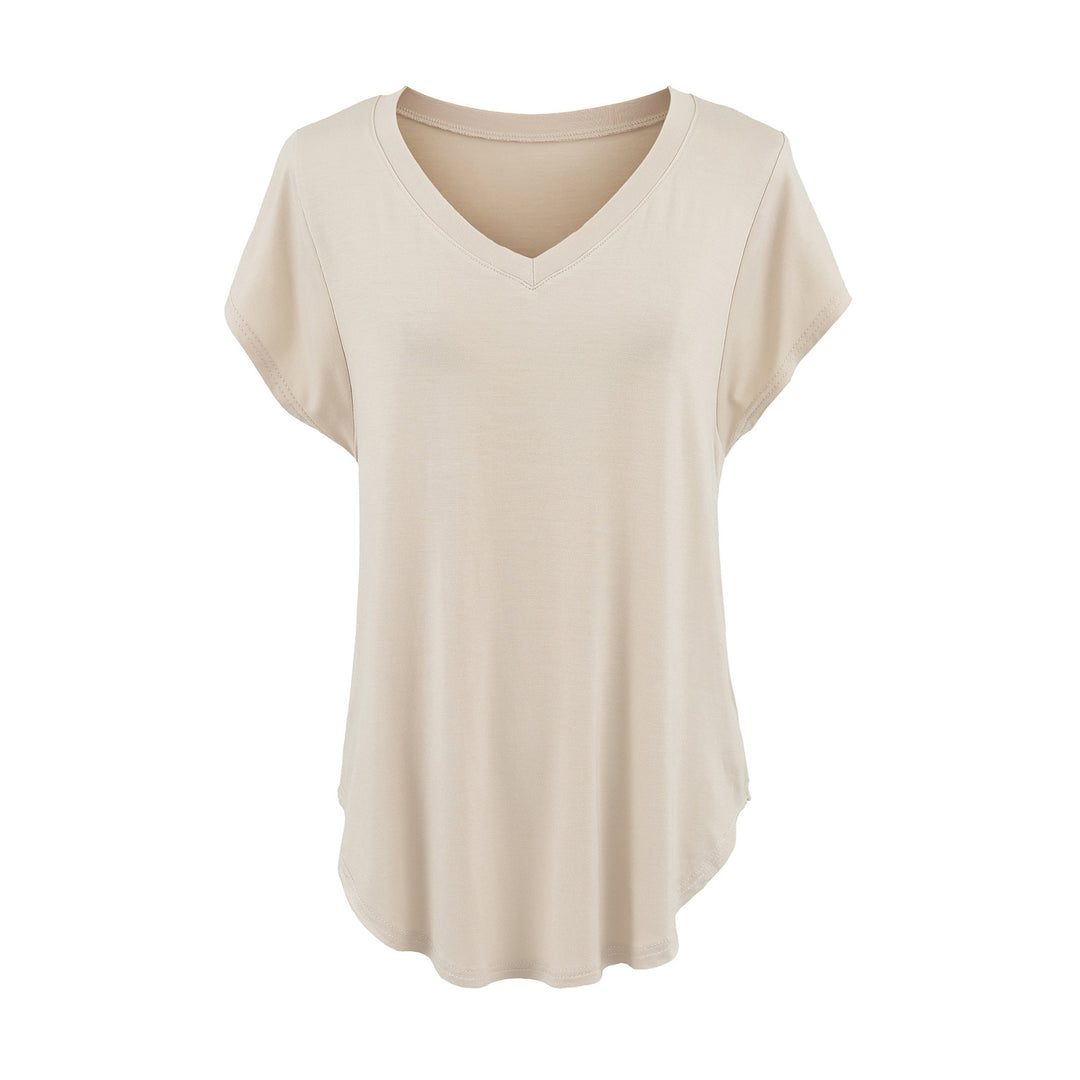 Damer V-hals Casual T-shirt med afslappet pasform og elastisk materiale Stilla