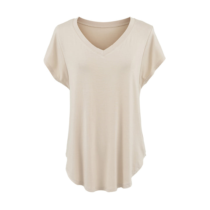 Damer V-hals Casual T-shirt med afslappet pasform og elastisk materiale Stilla