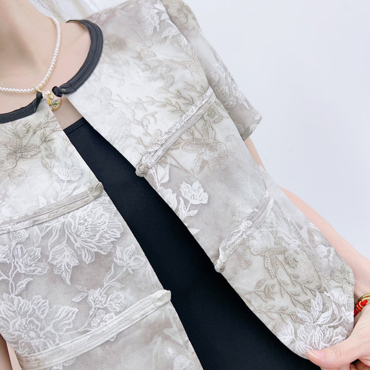 Damer elegant Cropped Blazer med blomstermotiv og moderne snit Stilla