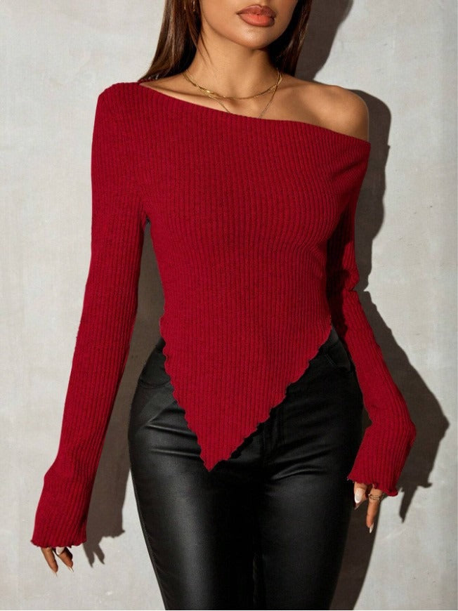 Damer Asymmetrisk Strik Sweater Stilla
