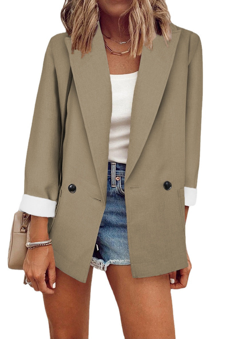 Dame afslappet oversized blazer med to knapper og dybe lommer Stilla