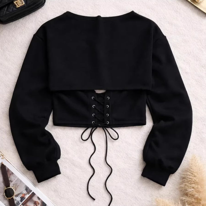 Kvindernes sporty cropped sweatshirt med snøringer Stilla