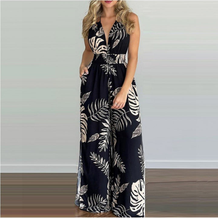 Dame Tropisk Tryk Højslidt Jumpsuit Stilla