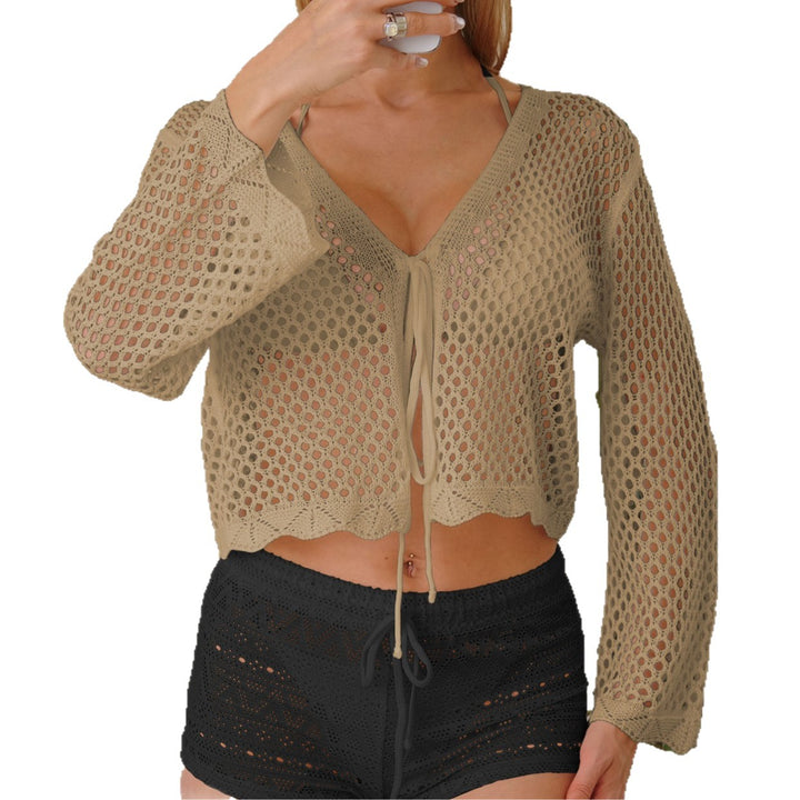 Femme Hæklet Åben Foran Strand Cardigan Stilla