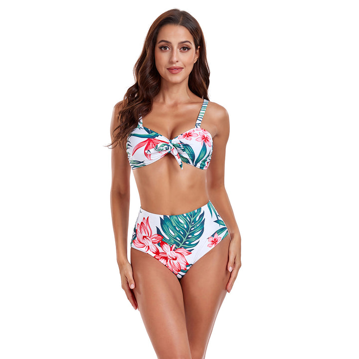 Dame Tropical Print Bikini og High-Slit Cover-Up Sæt Stilla