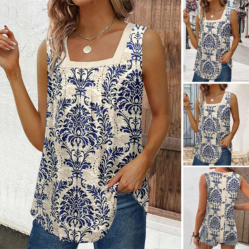 Dame Elegant Tunika med blomsterprint og praktisk snit Stilla