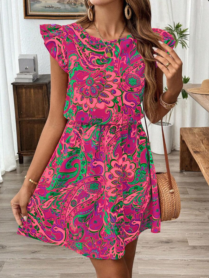 Dame Legende Paisley Sommerkjole med Ruffle Detaljer Stilla
