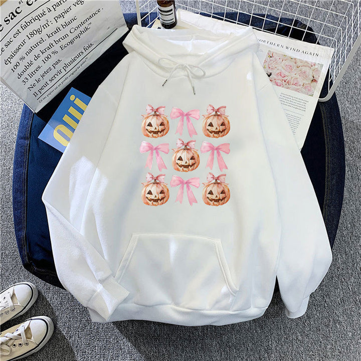 Kvinders Hoodie med Munter Græskar Design Skovae