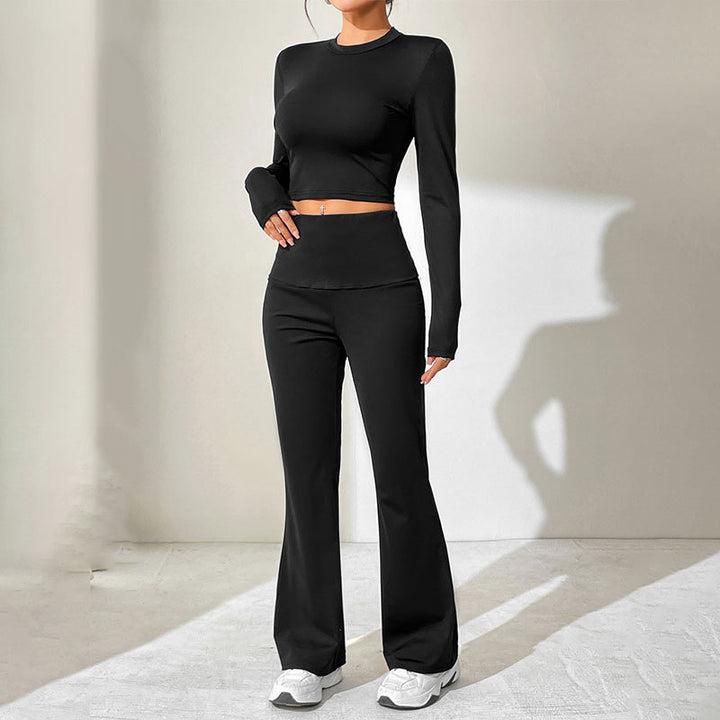 Damer Sporty sæt med kombineret cut-out top og bred bukseåbning Skovae