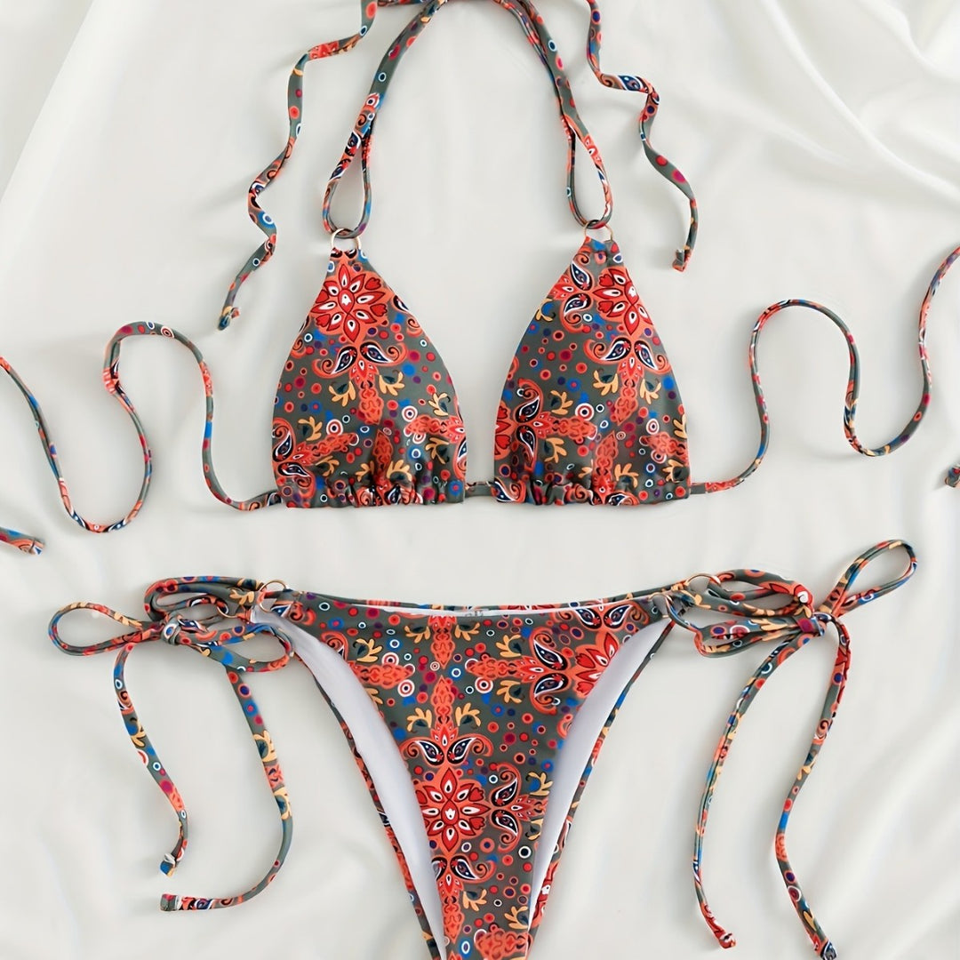 Dame bikiniset med justerbare stropper og moderne snørredetaljer Skovae