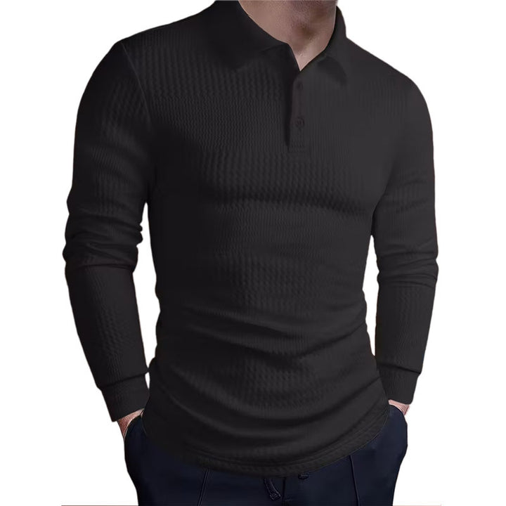 Herren nan tailleret vaffelstrik-polo shirt med klassisk polo krave Skovae