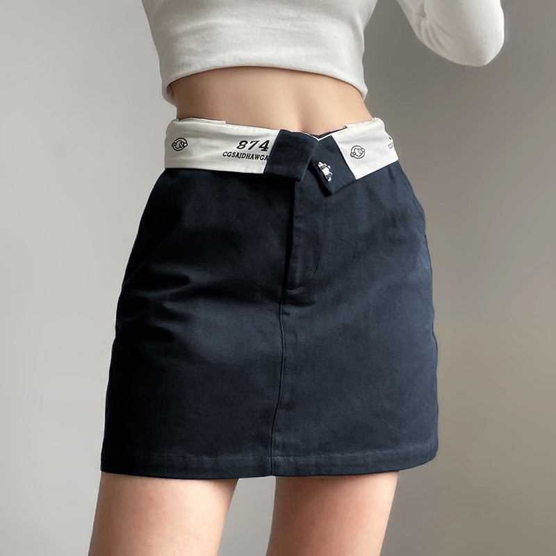 Dame mini nederdel med elegant stribet talje Stilla