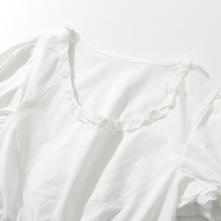 Dame Korteærmet Rynket-Crop-Top med elastisk Søm Stilla