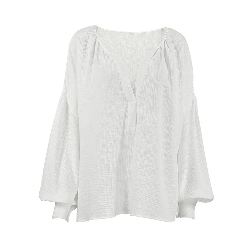 Damer casual bluse med flæsedetaljer og rynkede ærmer Stilla