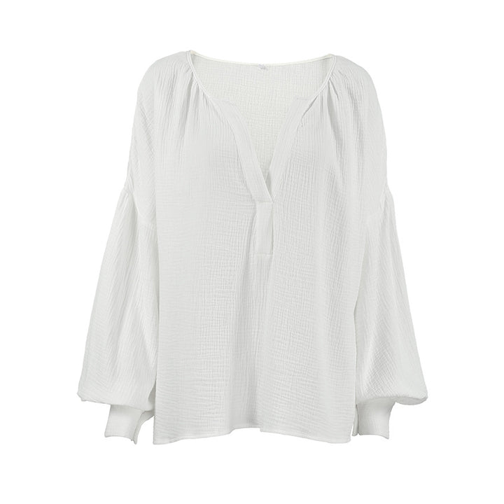 Damer casual bluse med flæsedetaljer og rynkede ærmer Stilla
