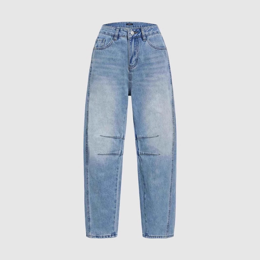 Kvindernes løstsiddende jeans i vintage look med frynset kant Stilla