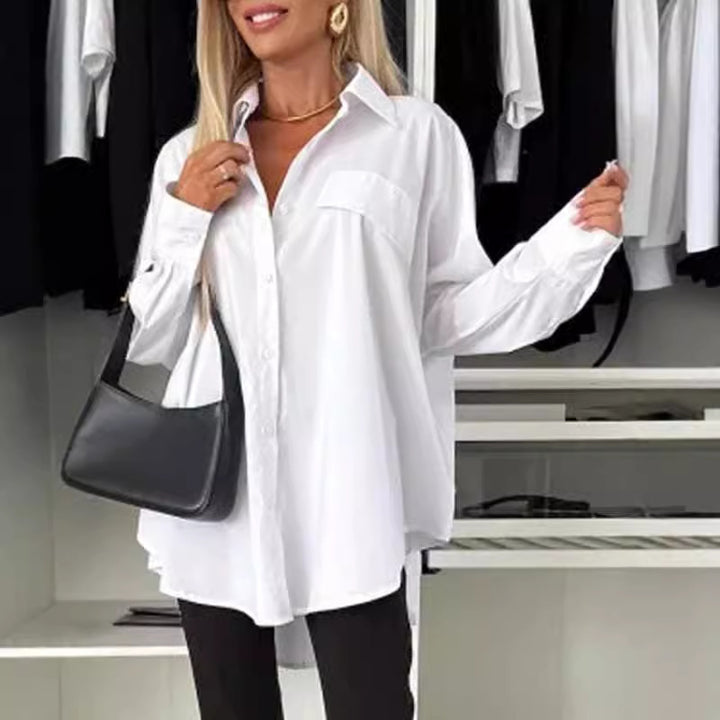 Dame Oversize Bluse med brystlomme Stilla