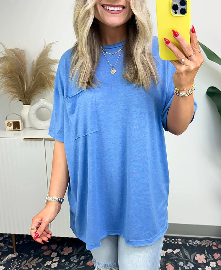 Kvindernes afslappede oversized T-shirt med lomme Stilla