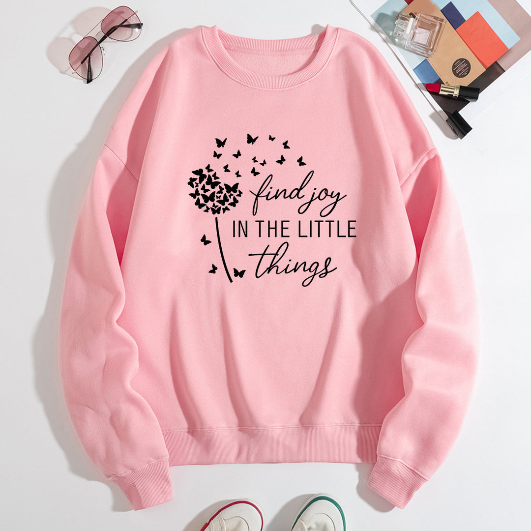 Kvinders sweatshirt med motiverende slogan og blomsterprint Stilla