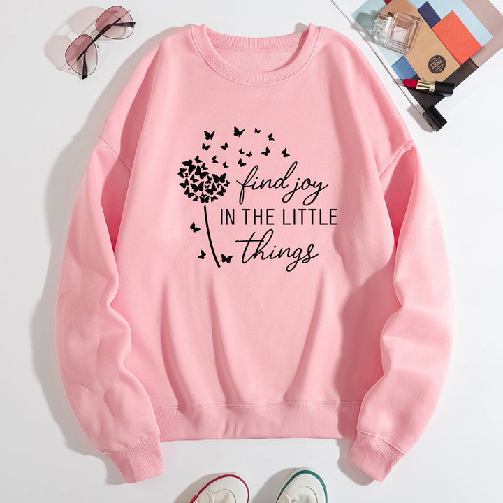 Kvinders sweatshirt med motiverende slogan og blomsterprint Stilla
