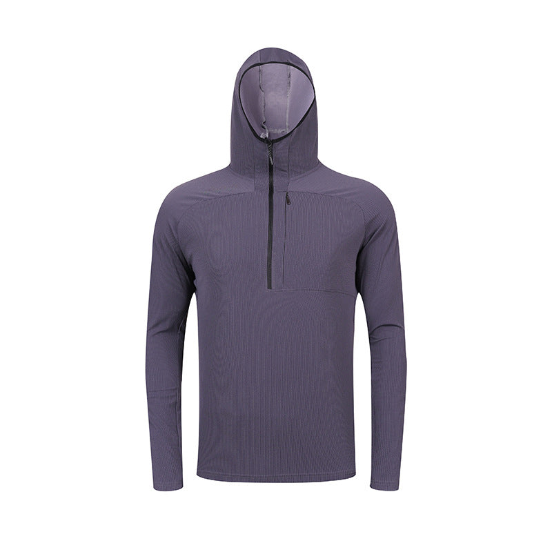 Herre Sporty Hoodie med halvmiddel lynlås Stilla