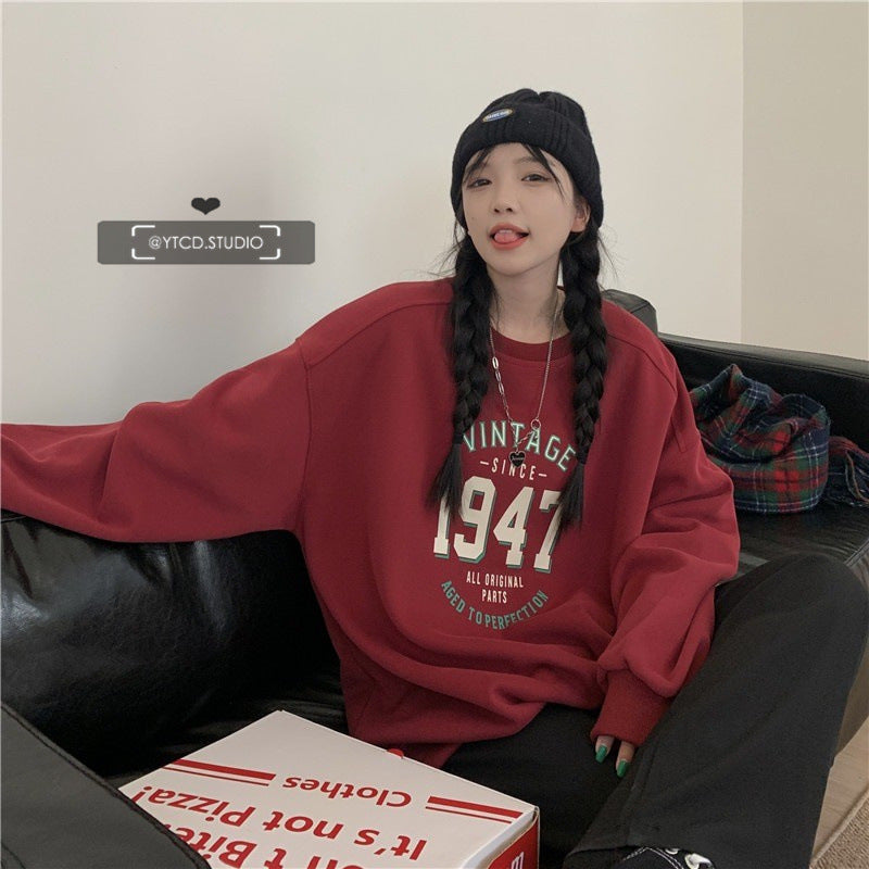 Dame Casual Oversized Sweatshirt med Vintage Print Skovae