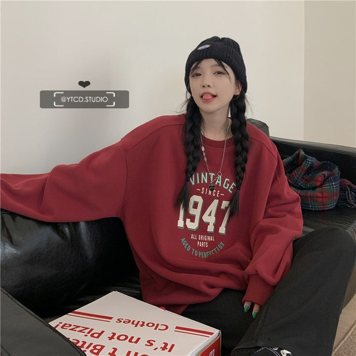 Dame Casual Oversized Sweatshirt med Vintage Print Skovae