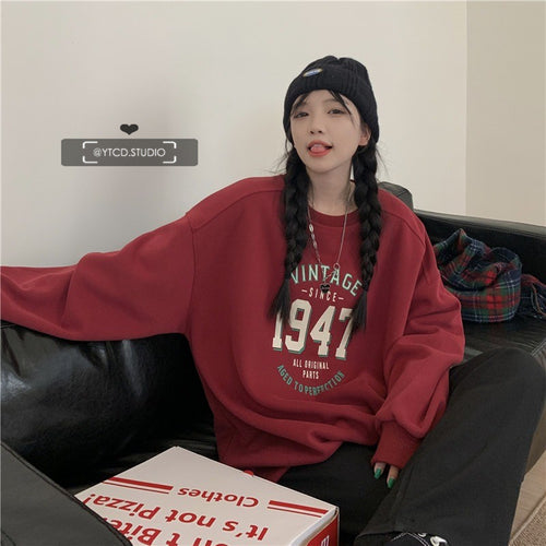 Dame Casual Oversized Sweatshirt med Vintage Print Skovae