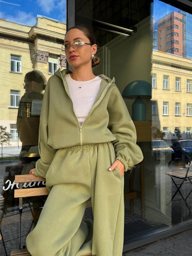 Kvinders behagelige hoodie og løse sweatpants sæt Skovae