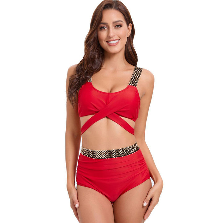 Dame High-Waist-Bikini-Sæt med moderne indpakningsdesign og elegante stropdetaljer Stilla