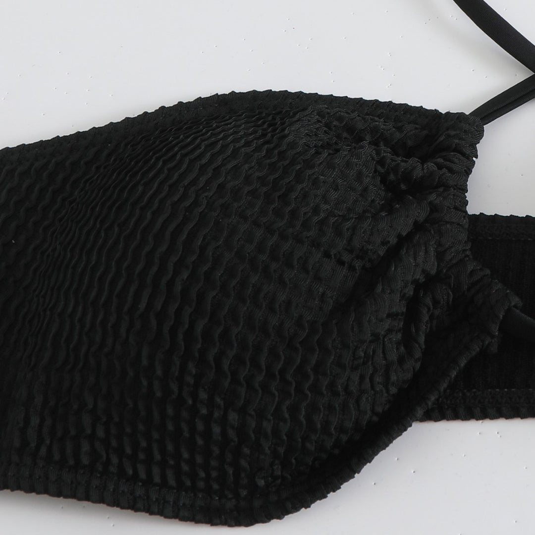 Dame struktureret bandeau bikini sæt med overdel Stilla