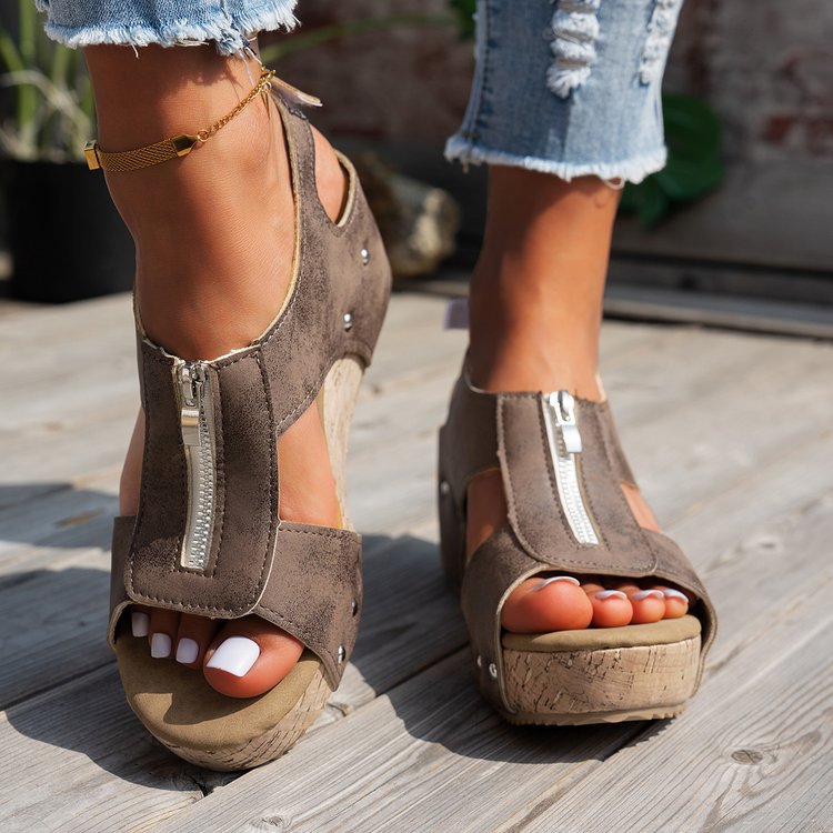 Dame Wedge-sandaler med modetrends zip og behagelig fodseng Stilla