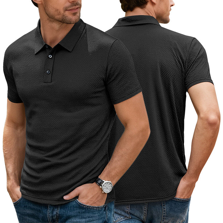 Herrer nano struktureret mikrojacquard-polo-shirt med slank pasform og elastisk komfortstretch Skovae