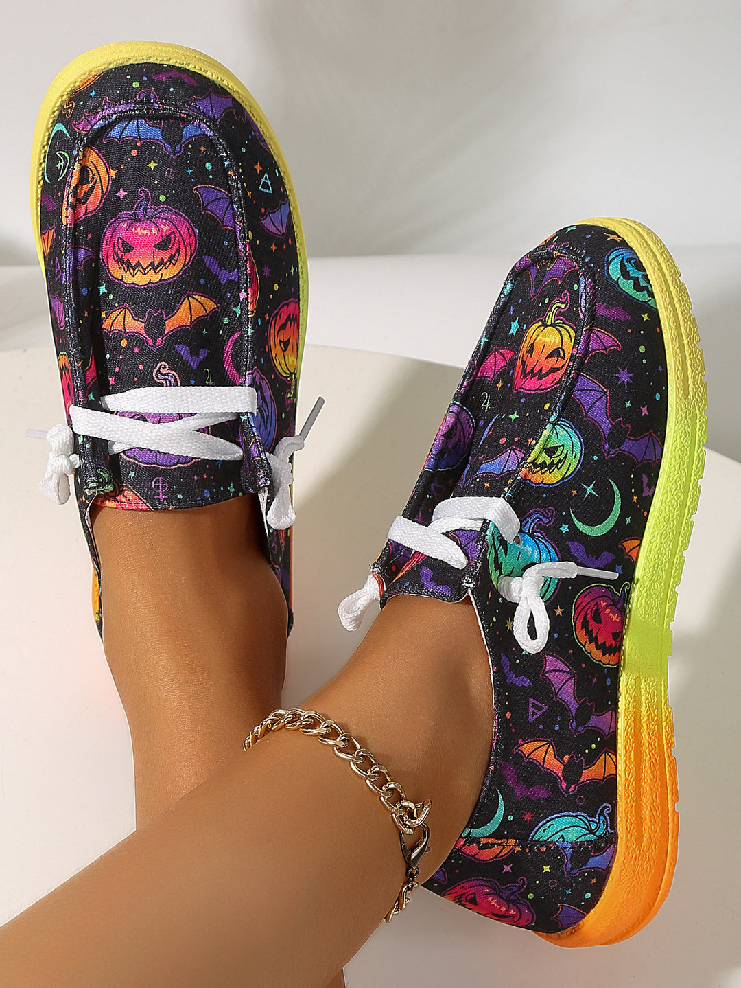 Dame fritids-sneakers med muntert Halloween-motiv og skridsikker sål Stilla