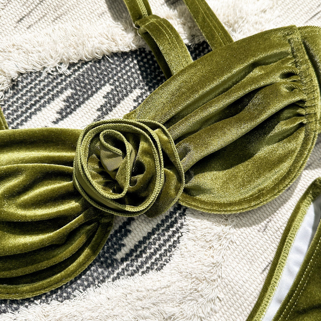 Femme Samt Floral Bikini Sæt Stilla