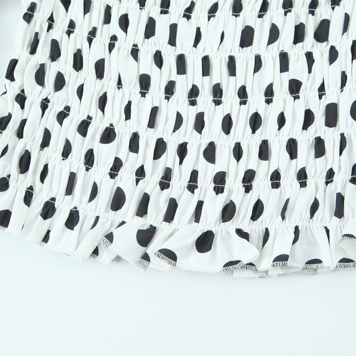 Dame Off-Shoulder Bluse med Volantdetaljer og Polka-Dots Stilla