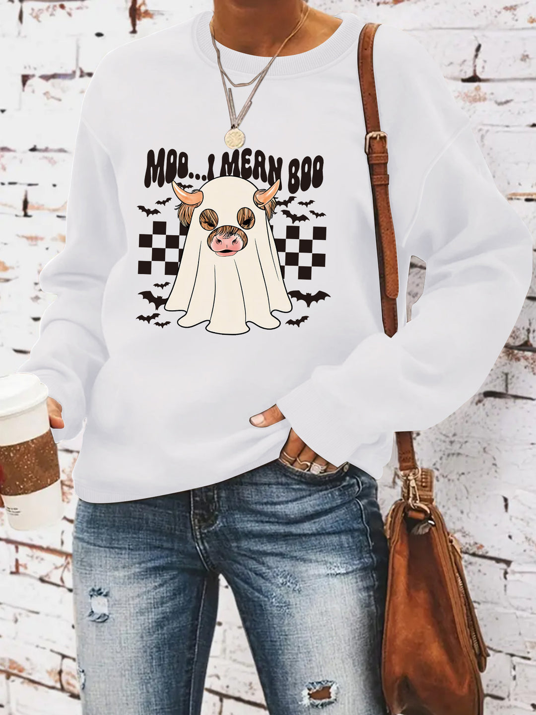 Kvinders sweatshirt i muntert Halloween-design Stilla