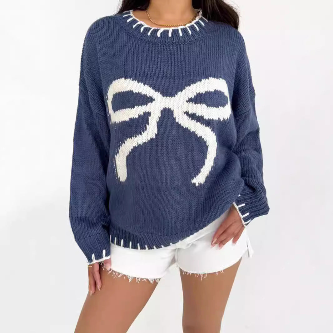 Dame casual sweater med legende bue motiv og iøjnefaldende detaljer Stilla