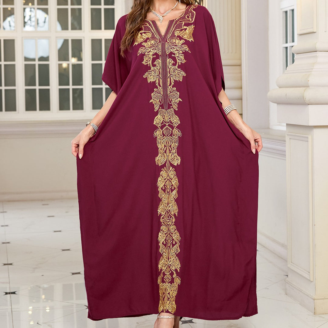 Dame Kaftan med eksklusivt gyldent broderi og elegant snit Stilla