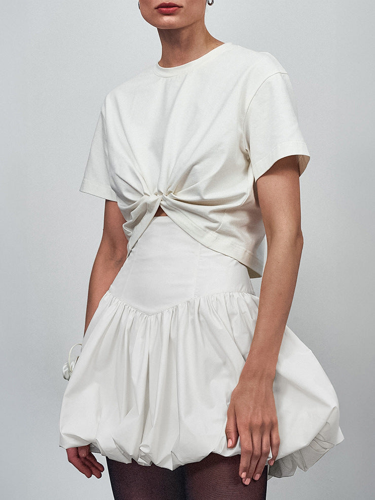 Dame Voluminøs Mini Nederdel med elastisk Talje og stilfuld Ruffle Design Stilla
