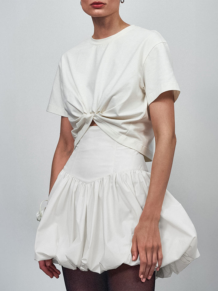Dame Voluminøs Mini Nederdel med elastisk Talje og stilfuld Ruffle Design Stilla