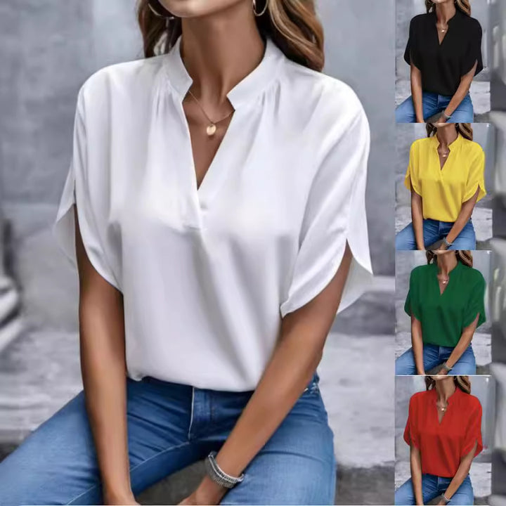Dame elegant bluse med kortærmet Stilla
