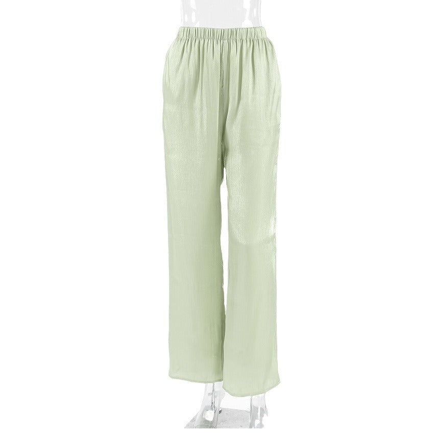 Dame vidde chiffonbukser med elastisk talje og skinnende finish Stilla