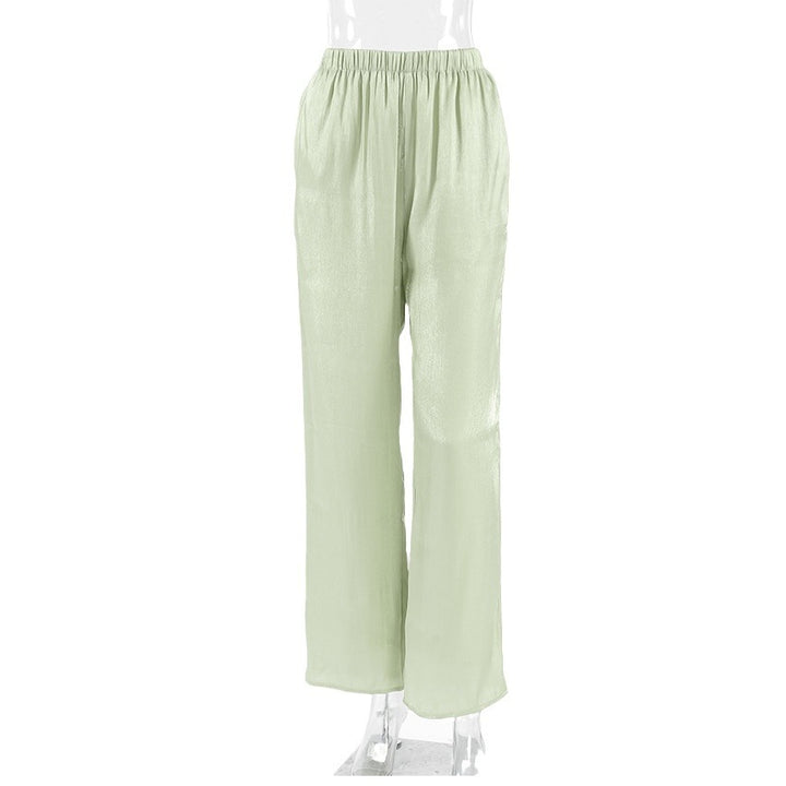 Dame vidde chiffonbukser med elastisk talje og skinnende finish Stilla